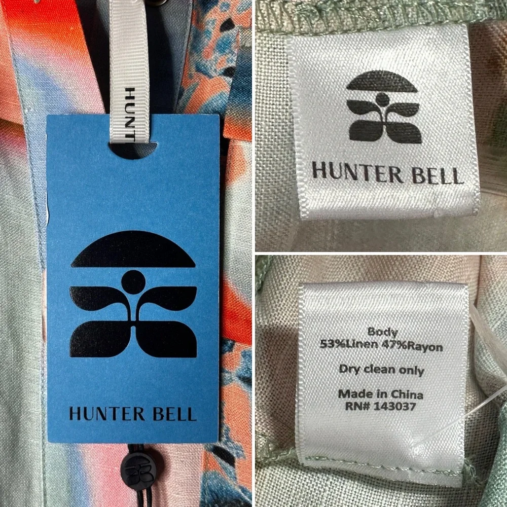 Hunter Bell Peyton Linen Blend Shirt Dress Drawstring Waist Size Medium NWT - Picture 8 of 15